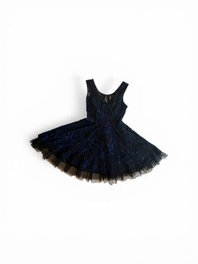 La Scala Girls Navy and Black Lace Tulle Dance Dress.